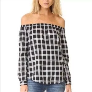 Rag & Bone black and white plaid off the shoulder top xs